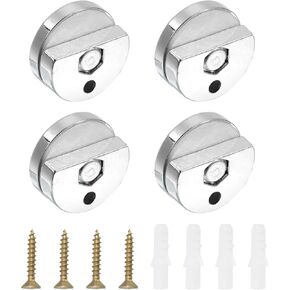 PATIKIL Mirror Clip, 8 Pcs Zinc Alloy Mirror Mounting Clip Clamps Kit Fixing Semicircle Holder Brackets for 3-5mm Thick Glass in Bathroom Bedroom, Silver