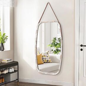 AAZZKANG Rustic Mirror Rectangle Hanging Mirror with Wooden Frame 30"x17" Large Wall Mirror for Bedroom Living Room Dressing Room