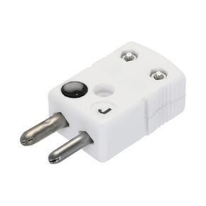 MECCANIXITY J Type Ceramics Thermocouple Wire Connectors Male Plug Adapter Round Pin Temperature 600°C(1112°F) for Thermocouple Sensor Probe White with Black 1pcs