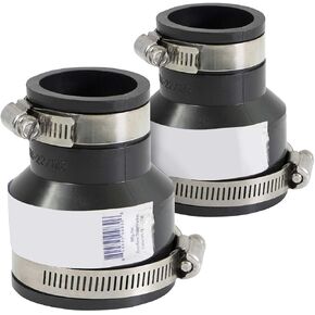 6I52x2 Flexible Pvc Reducing Coupling with Stainless Steel Clamps 2 x 1-1/4 inch Black (pack of 2)