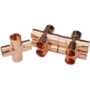 5 Pcs 15mm 4 Ways Cross Union Pipe Fitting, for Plumbing Air Conditioning Refrigeration Central Heating Gas Pipework