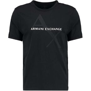 A｜X ARMANI EXCHANGE Men Crew Neck Logo Tee T Shirt, Black, X-Small