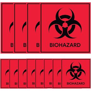 120 PCS Biohazard Stickers Signs Decals Adhesive Tapes for Packing Boxes, Bags, Bottle, Labs, Hospitals, and Industrial Use 2＂x 2＂& 4＂x 4＂Size
