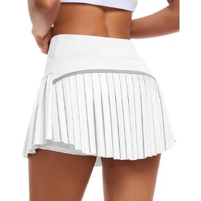 JoyGirl Pleated Tennis Skirt for Women with Shorts High Waisted Golf Skort Mini Skirt Workout Athletic Skorts Skirts with Pockets (#2 White,Medium)