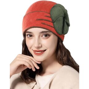 Sumolux Beanie Hats for Women Wool Skull Cap Beret French Vintage Cloche 1920s