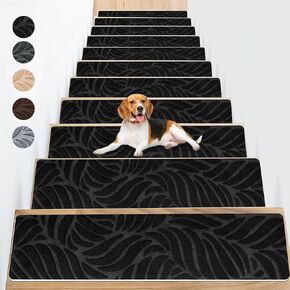 Non Slip Stair Carpet Treads for Wood Steps 8" X 30" (15 Pack), Indoor Stair Mats Covers with Adhesive, Anti-Slip Stair Runner Rug for Kids Elders and Dogs