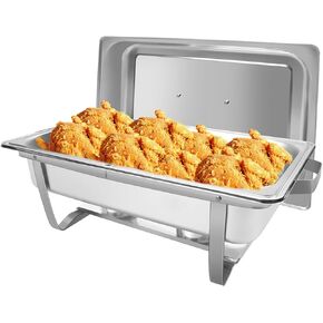 13 QT Roll Top Chafing Dish Buffet Set, Stainless Steel Food Warmer with Perspective Window for Parties, Birthday, Hotels and Weddings,1 Full&2 Half&3 Third Size Food Pan and 1 Water Pan