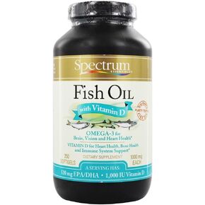 Spectrum Essentials Fish Oil with Vitamin D - 250 Softgels