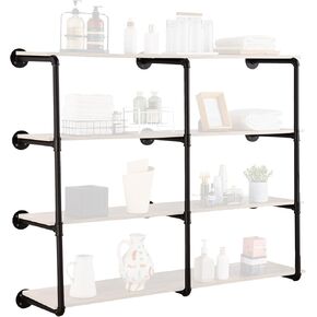 VEVOR Industrial Pipe Shelf, 5 Tier 2PCS, 9.84in Applicable Board Width Wall-Mount Floating Rustic Wood Shelves Bracket Bookshelf,Storage Holder for Kitchen Bedroom Bathroom, (Planks NOT Included)