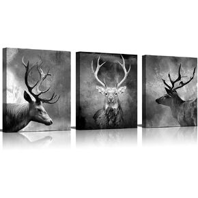 Canvas Wall Art Painting Black And White Abstract Deer Picture For Living Room Animals Pictures Photo Prints On Canvas for Home Modern Decoration Framed Ready to Hang