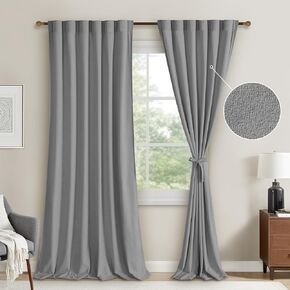 DWCN Velvet Curtains 96 inches Length 2 Panels - Back Tab and Rod Pocket Room Darkening Curtains for Bedroom Thermal Insulated Light Blocking Window Drapes for Living Room, Stone Blue, W52 x L96