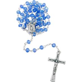 Crystal Glass and Metal Rosary | Vibrant Colors | Catholic Prayer Devotional | Great Religious Gift for First Holy Communion and Confirmation | Made in Italy