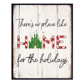 World, Christmas decoration Wall Art - Castle Xmas Decor and Great Holiday Party Secret Santa or Grab Bag Gift - Vintage, Rustic, Shabby Chic Farmhouse Style Poster print