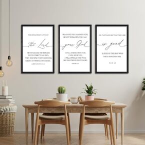 Bible Verses Set of 3 Wall Decor 16"x11" The Lord Your God Is Good Bedroom Prayer Religious Quotes Wood Framed Art Inspirational Christian Scripture Wall Hanging Decoration (Black)