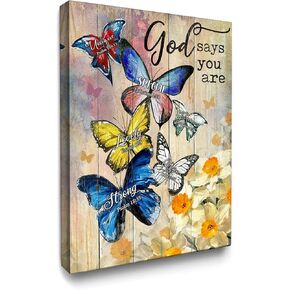 Luslya Rustic Sunflower Gift Canvas Wall Art Vintage Floral Butterfly Inspirational Painting Wall Decor Framed Posters Home for Living Room Bedroom Bathroom Decoration 12x16 inch