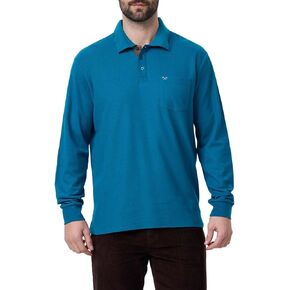 Men's Casual Polo Shirt Long Sleeve V Neck T-Shirt with Pocket Classic Buttons Golf Shirts