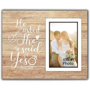 Engagement Gifts For Couple, Gifts For Newly Engaged Couples Wedding Engagement Picture Frame, Cool Engagement Gifts For Her Women Couples Newly Engaged Wedding Photo Frame - He Asked, She Said Yes