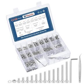 1110pcs M3 Socket Head Cap Screws Bolts Nuts Assortment Kit - [M3x4/5/6/8/10/12/14/16/18/20/25/30mm] 304 Stainless Steel Allen Socket Drive for 3D Printer, with Wrench