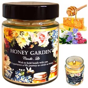 Flowers Honey Beewax Candle| Food Grade Ingredients |100% Beeswax Handmade|7% Honey and Flowers Essential Oil |Over 45 Hours Smokeless Burning | 5.7oz Convenient for Inhome and Outdoor Activities