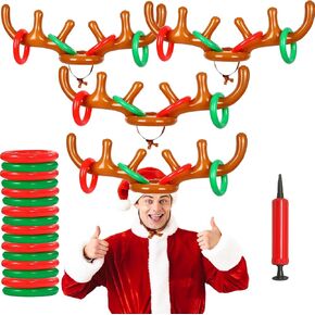 Inflatable Reindeer Antler Ring Toss Game,Antler Hat with Rings Christmas Party Games for Party Supplies Outdoor Indoor Ring Toss Game in Saudi Arabia