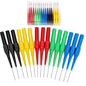 15 Pcs Colorful Test Probe Pins 0.7mm Non-Destructive Insulation Wire Piercing Needle Insulation Back Probes Multimeter Test Probe for Banana Socket Tester