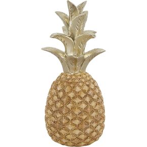 Deco 79 Resin Fruit Decorative Sculpture Textured Pineapple Home Decor Statue with Carved Gold Top, Accent Figurine 6" x 6" x 13", Gold