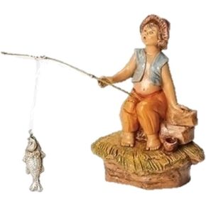 Fontanini by Roman Inc., Jada The Boy Fishing, 5" Collection, Nativity Figure and Accessories, Hand Sculpted and Painted (3x2x5)