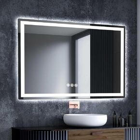 LED Lighted Mirrors for Bathroom Wall, 36 * 60 Smart Mirror Bathroom with Lights, Front and Backlit LED Mirror for Bathroom,UL Listed,CRI>90,IP54,Anti-Fog,Lighted Memory Wall Mirrors Mounted