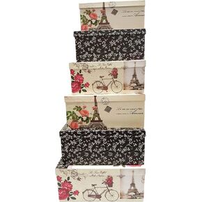 ALEF Paris Extra Large Nesting Storage Boxes - Set of 6 - Sturdy Cardboard, Décor & Gift Giving - 6 Box Sizes, Polka Dot