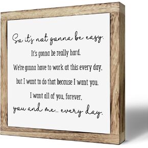 Farmhouse Home Decor, Bedroom Decor Sign, Master Bedroom Decor, Wooden Sign Decor for Bedside Table Shelf Wall, Family Room Decor, Wooden Plaques Box Signs, You and Me Every Day Sign 9.8 * 9.8 Inch