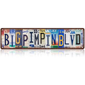 Vintage Big Pimpin Blvd Wall Decor Street Signs Bar Metal Tin Signs 16 x 4 Inches