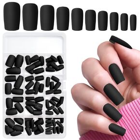 LuckForever 240pc Matte Square Press on Nails Medium Glue on Nails Hot Pink Fake Nails Medium Square Acrylic Nails Press on Nails Full Cover Artificial False Fingernails with Nail Glue Adhesive Tabs