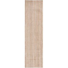 SAFAVIEH Natural Fiber Collection Runner Rug - 2'3" x 9', Natural & Ivory, Farmhouse Boho Coastal Rustic Stripe Jute Design, Ideal for High Traffic Areas in Living Room, Bedroom (NF735A)
