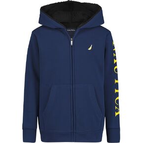 Nautica Boys' Long Sleeve Fleece Full Zip Hoodie, Comfortable, Relaxed Fit