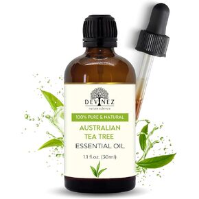 Devinez Tea Tree (Australian) Essential Oil Amber Glass Bottle, with Dropper - (30ml), for Skincare & Haircare, DIY Candle Making, Aromatherapy, Diffuser Oil, Undiluted