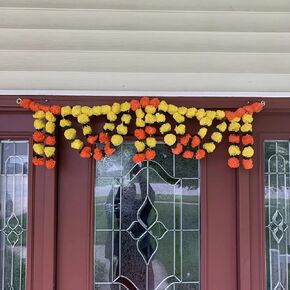LoveNspire Marigold Jasmine Door Toran Hanging Valance Marygold Garland Mantle Window Decor Bandarwal Puja Diwali Decoration Day of the Dead Dia De Los Muertos Mexican Fiesta Halloween Decor (44 Inch)