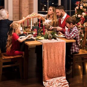 RNOONY 10ft Red Table Runner Soft Fabric Luxurious 16x 120 Inch Valentine Table Runner for Dining Parties, Hotels, Catering Services, Bridal Wedding Decor Baby Shower Birthday Party