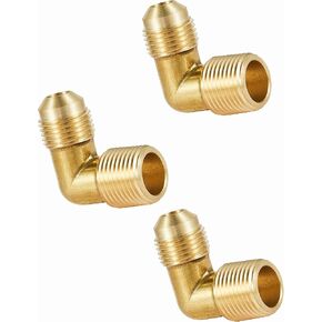 (Pack of 3) Brass Tube Fittings, 3/8 in. Flare x 3/8 in. Male Elbow Adapter (3/8-inch X 3/8-inch)