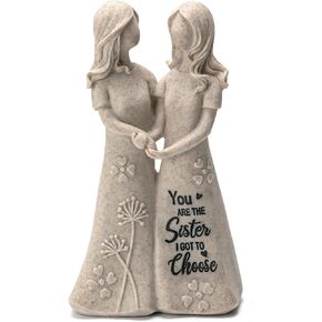 INLOMEM Friendship Gifts for Best Friends Women - Resin Sister Figurines Best Friend Sister Birthday Gift Ideas Unique Gifts for Sisters from Sister - Hand-Painted Figure (Granite)