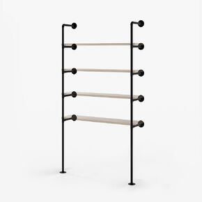 pamo Industrial Pipe Shelving | ROB | Wall Mounted Heavy Duty Industrial Shelf/Industrial Shelves | Black Powder Coated Industrial Pipe Shelf Brackets (Shelf Boards not Included)