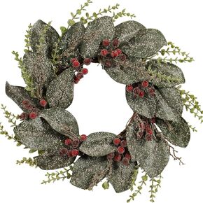 Gold & Champagne Christmas Wreath 22-Inch- Artificial Holiday Wreath with Holly, Eucalyptus, Berries for Front Door & Home Decor - Luxury Indoor/Outdoor Winter Decoration