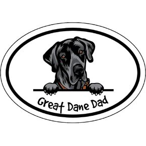 WickedGoodz Oval Great Dane Dad Vinyl Decal - Great Dane Dog Bumper Sticker - for Laptops Tumblers Windows Cars Trucks Walls