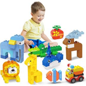 205 PCS Animal Building Blocks Toys - Party Favors for Kids - STEM Large Building Bricks Toys - Classic Big Building Blocks Set - Compatible with LEGO DUPLO Blocks for toddlers,Kids 3,4,5,6,7,8+