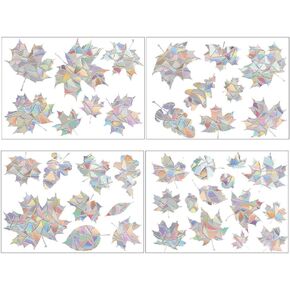 GORGECRAFT 4 Styles Maple Leaf Anti-Collision Window Clings Leaves Rainbow Stickers Glass Alert Prism Decals Autumn Suncatchers Prismatic Film Non Adhesive Decor for Prevent Bird Strikes, 12x8 Inch