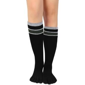 Benefeet Sox Womens Knee High Toe Socks Non Slip Long Toe Socks Unisex Five Finger Socks Knee High Yoga Socks with Grips