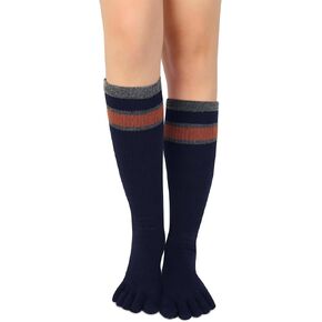 Benefeet Sox Womens Knee High Toe Socks Non Slip Long Toe Socks Unisex Five Finger Socks Knee High Yoga Socks with Grips