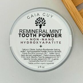 Remineral Mint Natural Tooth Powder + Naturally Sourced Hydroxyapatite - Plastic and Flouride Free (2 oz)