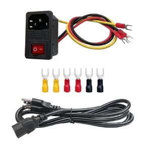 Rocker Switch Power Socket Inlet Module Plug and 4.9ft Power Cord with 10A Fuse Switch 10A 250V IEC320 AC01