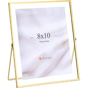 eletecpro 5x7 Metal Picture Frame with Real Glass Cover, Tabletop Display Photo for Multiple Size up to 5x7, Black Floating Photo Frame for Wedding, Party, Home Decor, Vertical