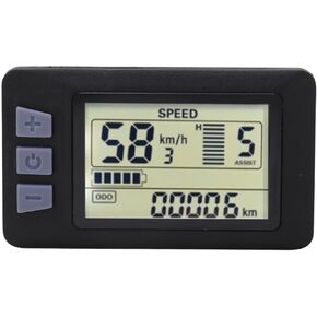 24V/36V/48V/60V Electric Bike LCD Display Meter Panel Speedmeter with 6Pin Waterproof Interface for 22.2mm/0.9in Diameter E~Bike Handlebar(#2)